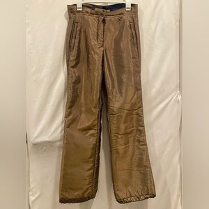 Vintage Obermeyer Womens Ski Snow Pants in Metallic Gold